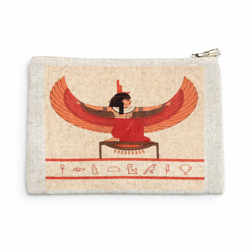 Goddess Isis Wings Egyptian Clutch — Cosmetic Pouch — handcrafted Egyptian accessory by Cairo artisans