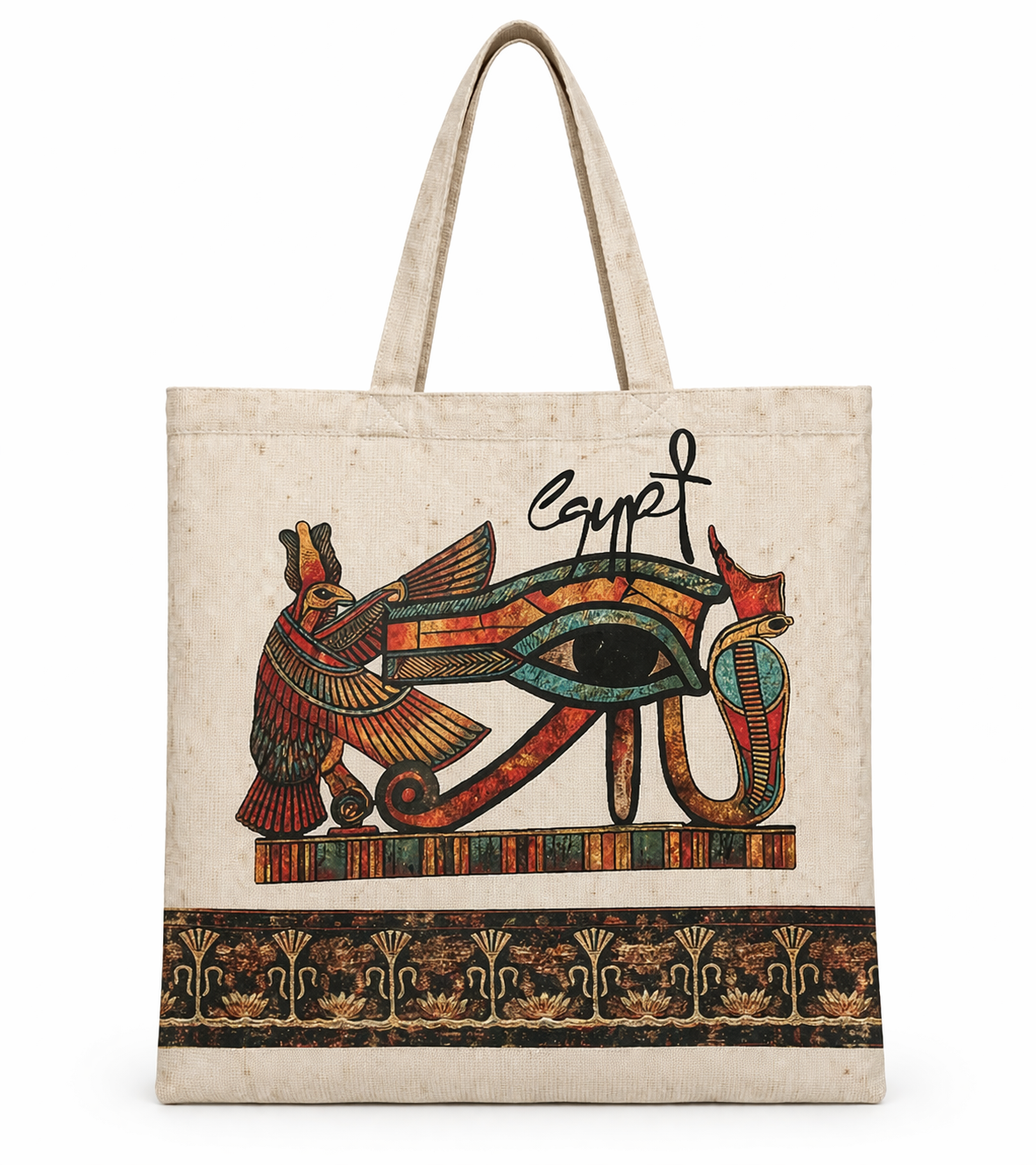 Eye of Horus Egyptian Canvas Tote Bag — Sacred Protection — Egyptian canvas tote bag by Cairo artisans