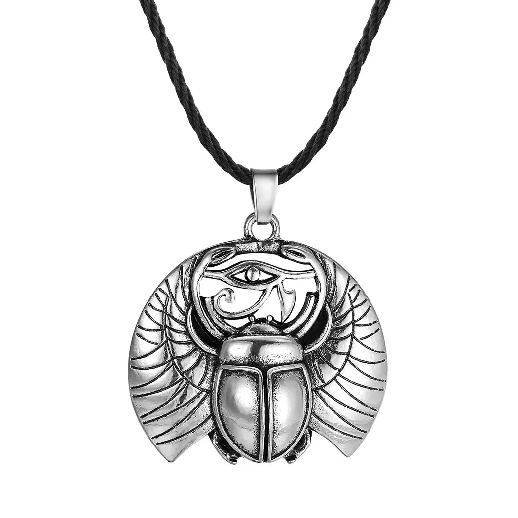 Kinitial Vintage Eye of Horus Egypt Protection Pendant Abalone Shell Bug Wildlife Necklace Scarab Woodland Animal Charm Jewelry - Sands Of Giza