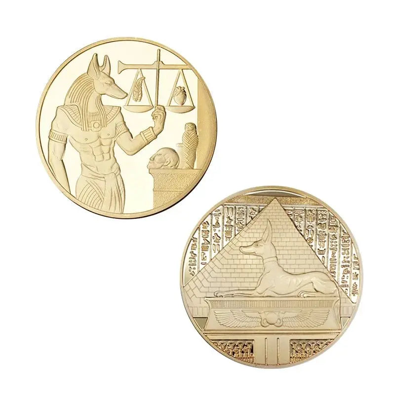 1pc Gold Plated Egypt Death Protector Anubis Coin Copy Coins Egyptian God Of Death Commemorative Coins Collection Gift - Sands Of Giza