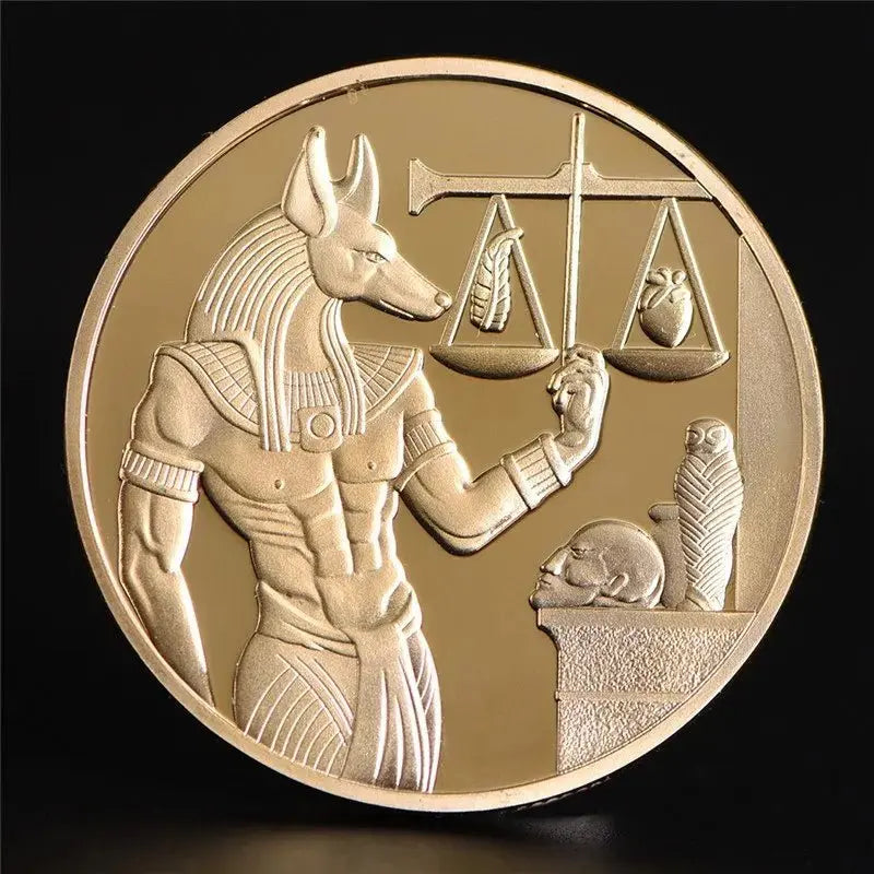 1pc Gold Plated Egypt Death Protector Anubis Coin Copy Coins Egyptian God Of Death Commemorative Coins Collection Gift - Sands Of Giza