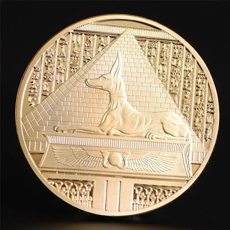 1pc Gold Plated Egypt Death Protector Anubis Coin Copy Coins Egyptian God Of Death Commemorative Coins Collection Gift - Sands Of Giza