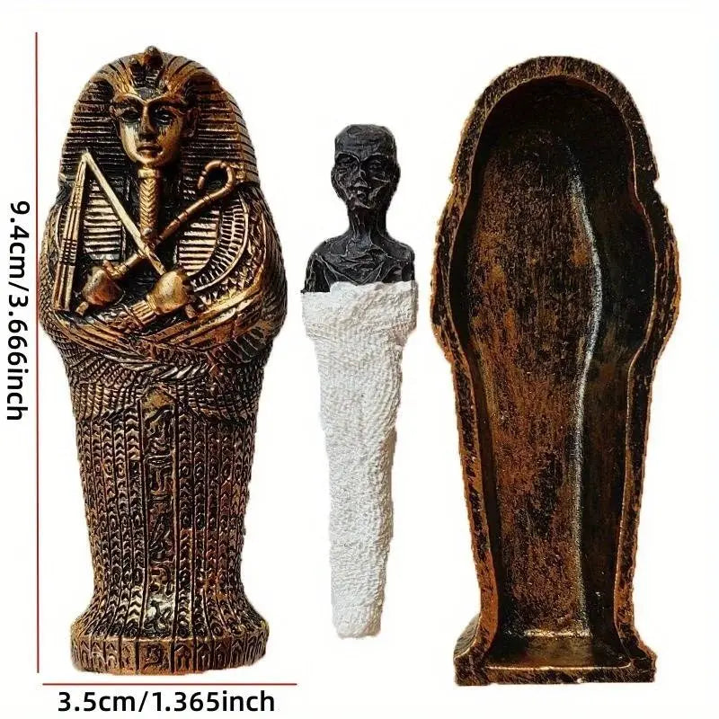 Ancient Egyptian Egypt Coffin With Mummy Figurine Resin Craft Art Decor CollectibleHome Decor Miniature Craft Collectibles - Sands Of Giza