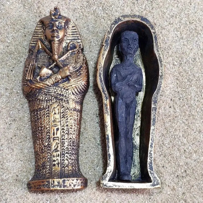 Ancient Egyptian Egypt Coffin With Mummy Figurine Resin Craft Art Decor CollectibleHome Decor Miniature Craft Collectibles - Sands Of Giza
