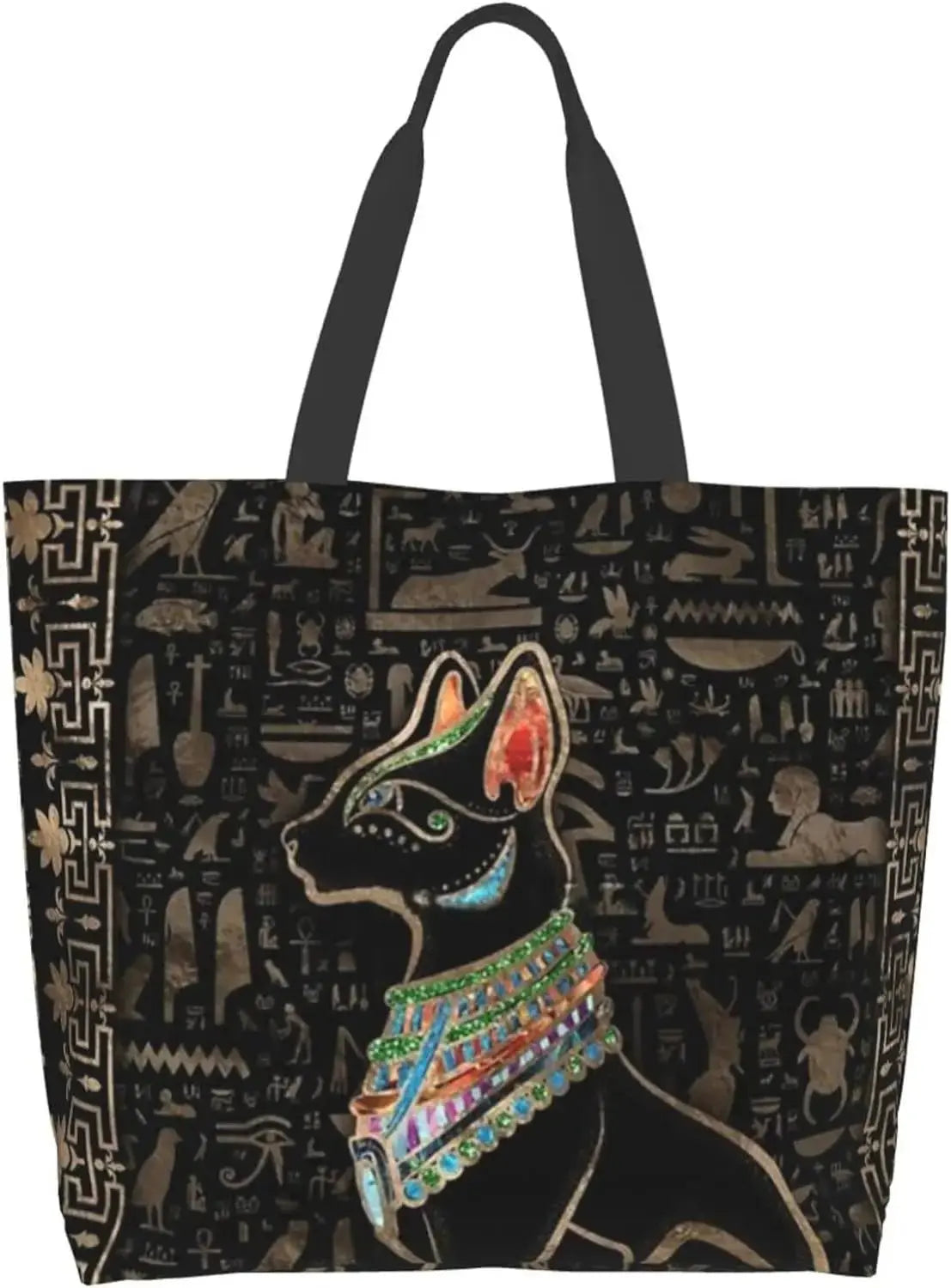 Egyptian Styles Tote Shoulder Bag Hieroglyphs Bags Storage Handle Shopping Bag Portable Egypt Bag Supermarket Bag Fashion - Sands Of Giza