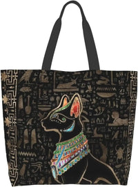 Egyptian Styles Tote Shoulder Bag Hieroglyphs Bags Storage Handle Shopping Bag Portable Egypt Bag Supermarket Bag Fashion - Sands Of Giza