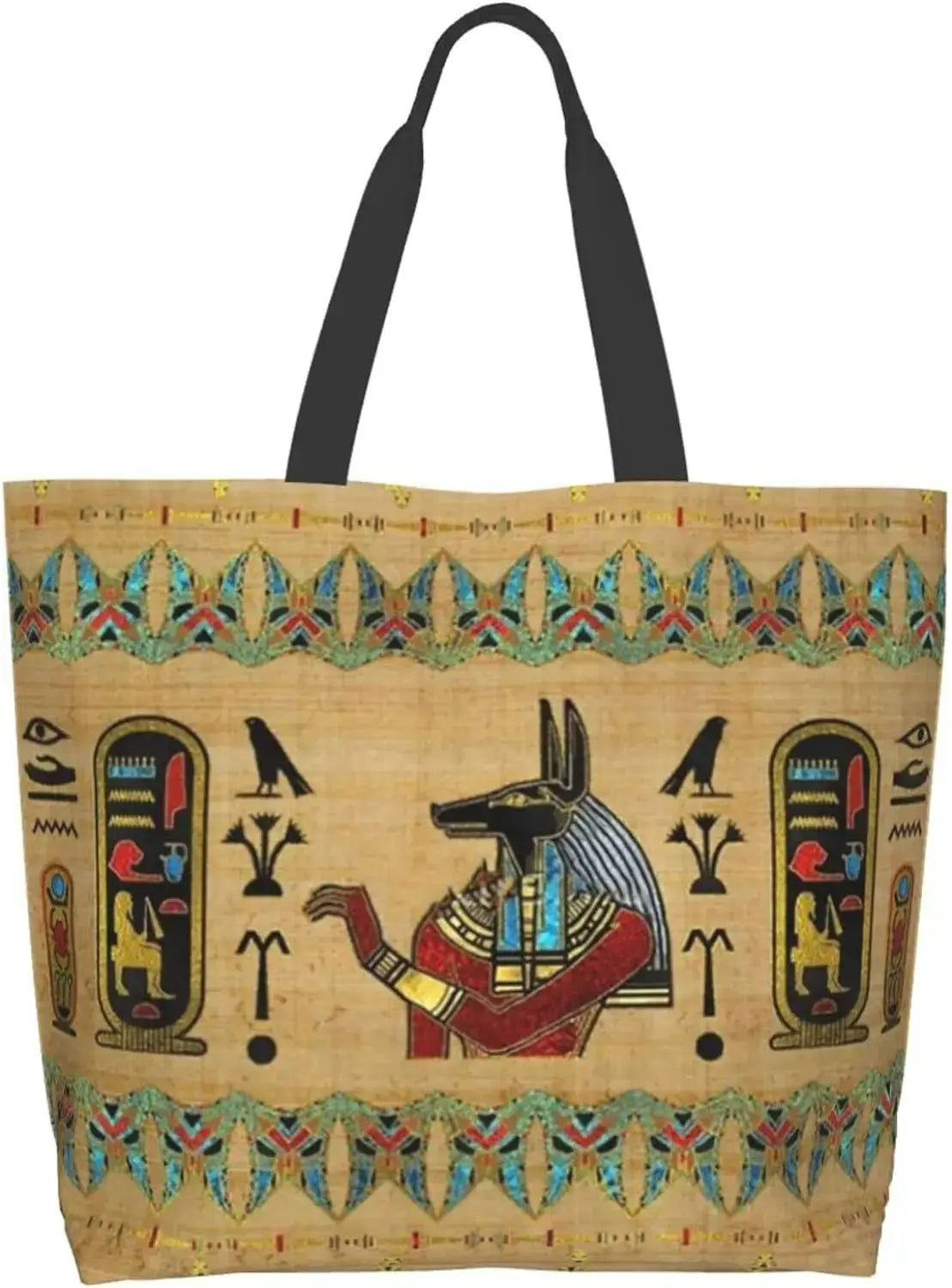 Egyptian Styles Tote Shoulder Bag Hieroglyphs Bags Storage Handle Shopping Bag Portable Egypt Bag Supermarket Bag Fashion - Sands Of Giza