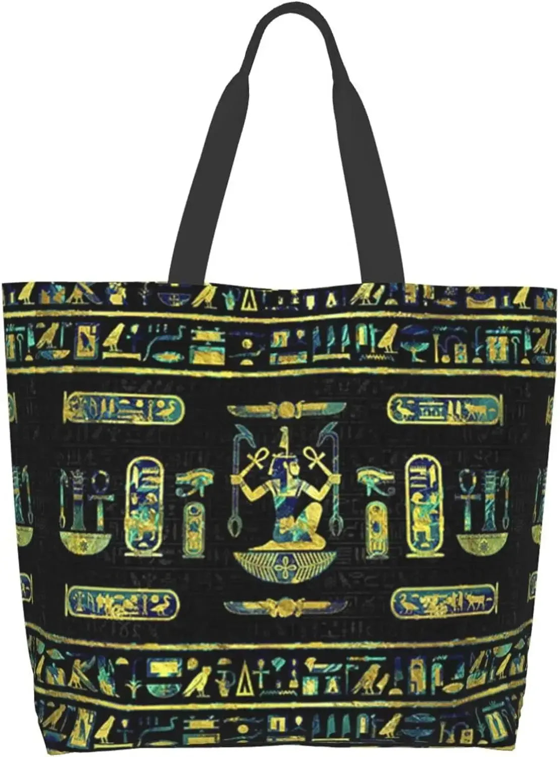 Egyptian Styles Tote Shoulder Bag Hieroglyphs Bags Storage Handle Shopping Bag Portable Egypt Bag Supermarket Bag Fashion - Sands Of Giza