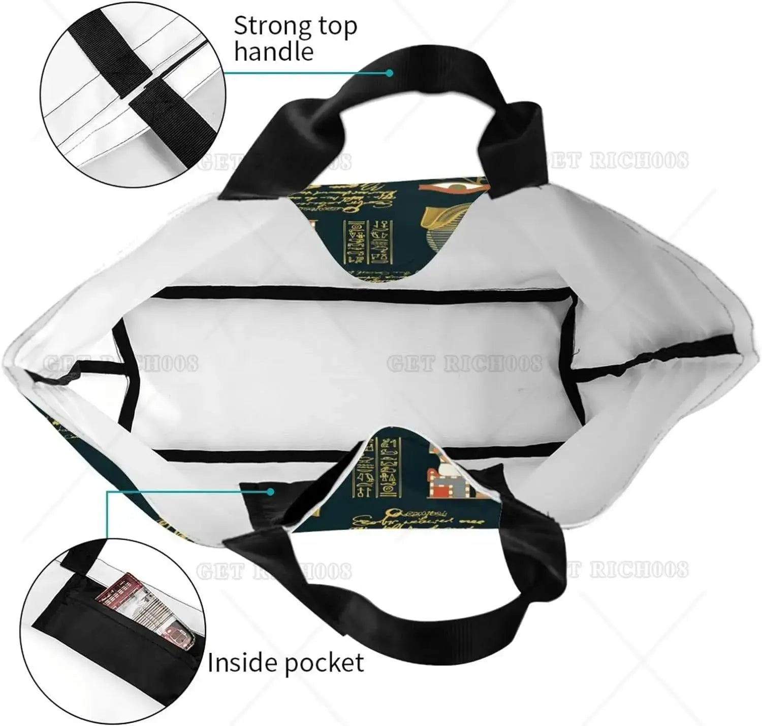 Egyptian Styles Tote Shoulder Bag Hieroglyphs Bags Storage Handle Shopping Bag Portable Egypt Bag Supermarket Bag Fashion - Sands Of Giza