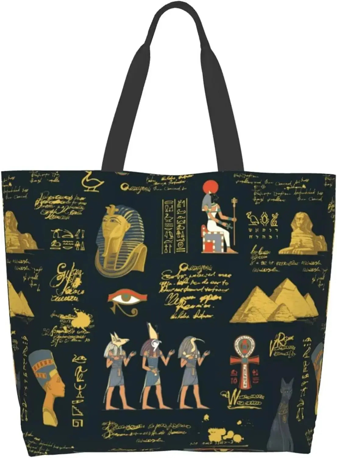 Egyptian Styles Tote Shoulder Bag Hieroglyphs Bags Storage Handle Shopping Bag Portable Egypt Bag Supermarket Bag Fashion - Sands Of Giza