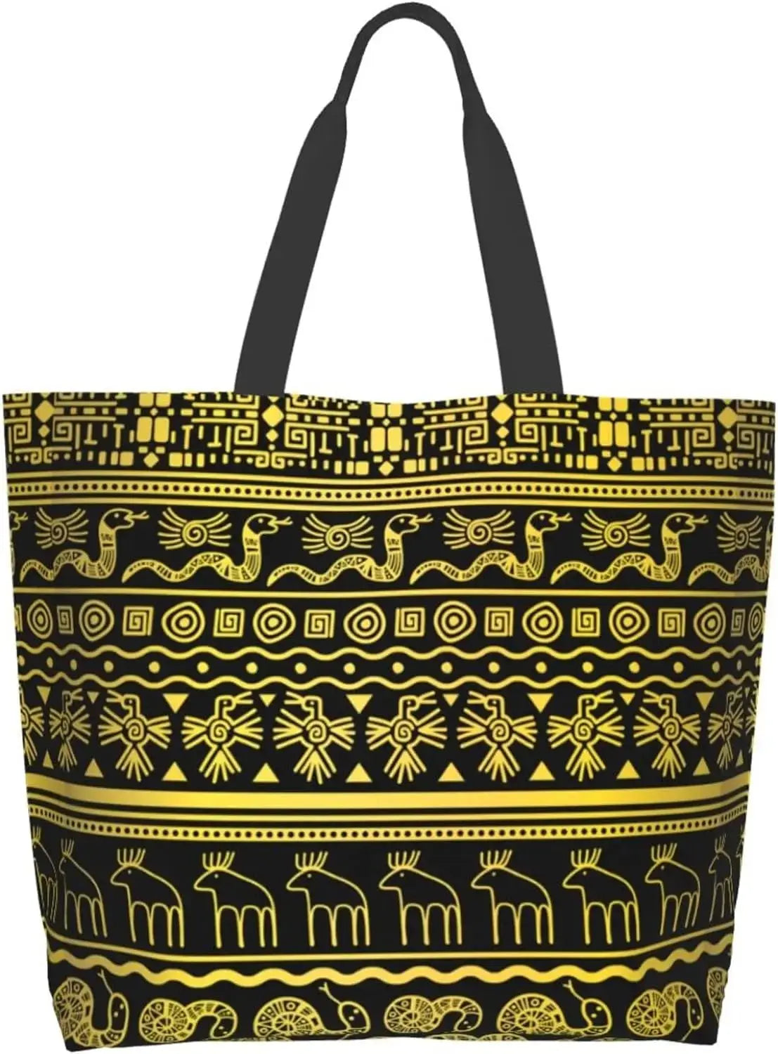 Egyptian Styles Tote Shoulder Bag Hieroglyphs Bags Storage Handle Shopping Bag Portable Egypt Bag Supermarket Bag Fashion - Sands Of Giza