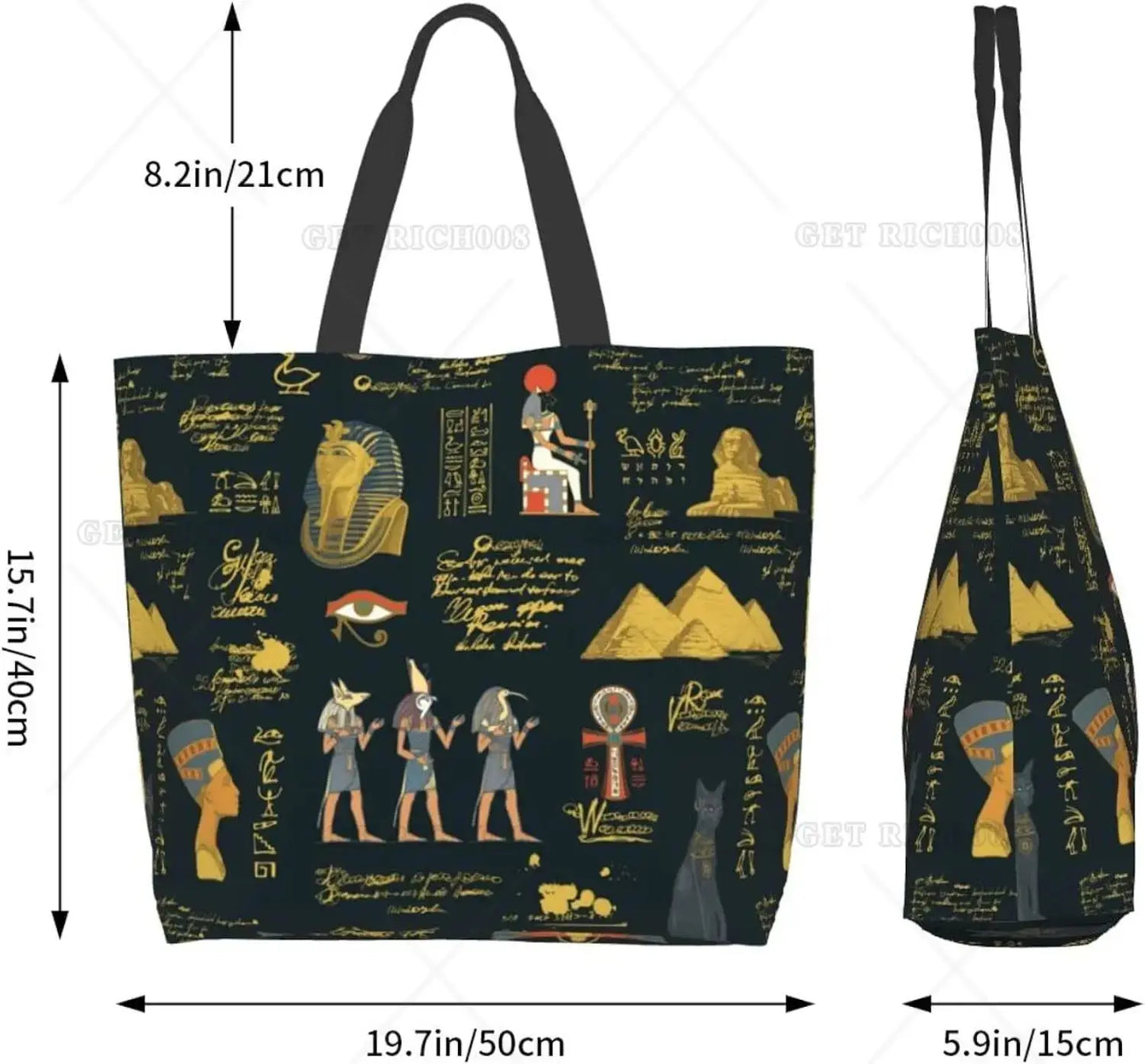 Egyptian Styles Tote Shoulder Bag Hieroglyphs Bags Storage Handle Shopping Bag Portable Egypt Bag Supermarket Bag Fashion - Sands Of Giza