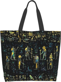 Egyptian Styles Tote Shoulder Bag Hieroglyphs Bags Storage Handle Shopping Bag Portable Egypt Bag Supermarket Bag Fashion - Sands Of Giza