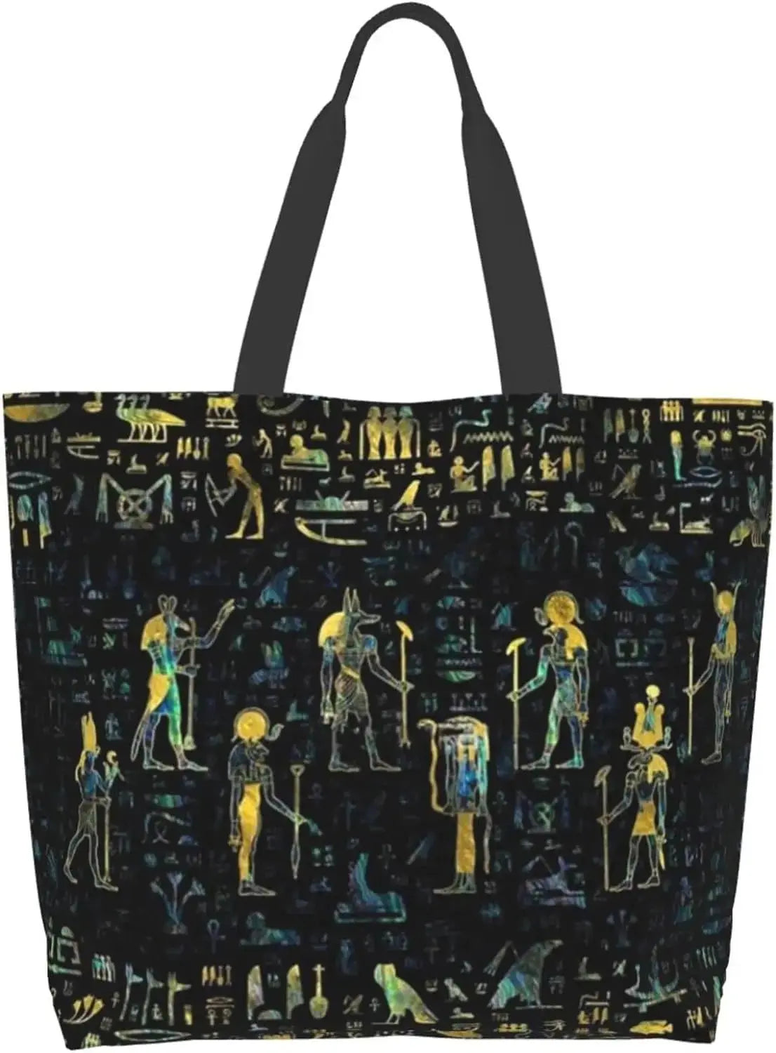 Egyptian Styles Tote Shoulder Bag Hieroglyphs Bags Storage Handle Shopping Bag Portable Egypt Bag Supermarket Bag Fashion - Sands Of Giza