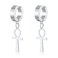 Gold Color Ankh Cross Earrings Men Stainless Steel Egyptian Cross Jewelry Women Egypt Hieroglyphs Crux Jewelry - Sands Of Giza