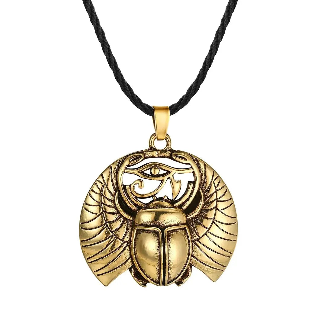 Kinitial Vintage Eye of Horus Egypt Protection Pendant Abalone Shell Bug Wildlife Necklace Scarab Woodland Animal Charm Jewelry - Sands Of Giza