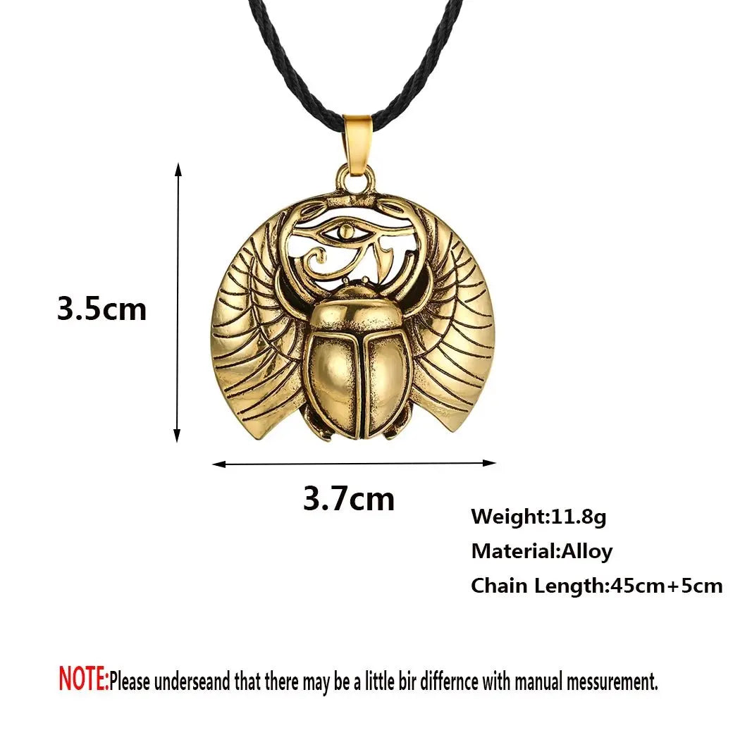Kinitial Vintage Eye of Horus Egypt Protection Pendant Abalone Shell Bug Wildlife Necklace Scarab Woodland Animal Charm Jewelry - Sands Of Giza