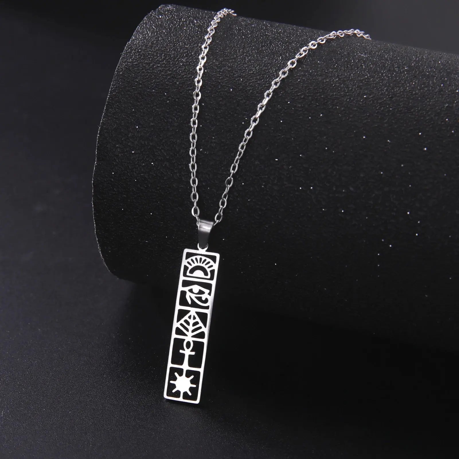 LIKGREAT Amulet Pendant Square Egyptian Ankh Hieroglyphs Necklaces Eye of Horus Ancient Egypt Goddess Wings Protection Jewelry - Sands Of Giza