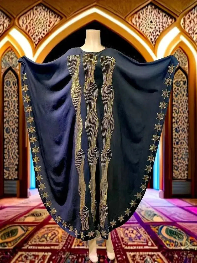Muslim Woman Abaya femme Batwing Sleeve Diamonds Prayer Dress Moroccan Kaftan Dubai Saudi Robe Egypt Eid Islamic Clothing - Sands Of Giza