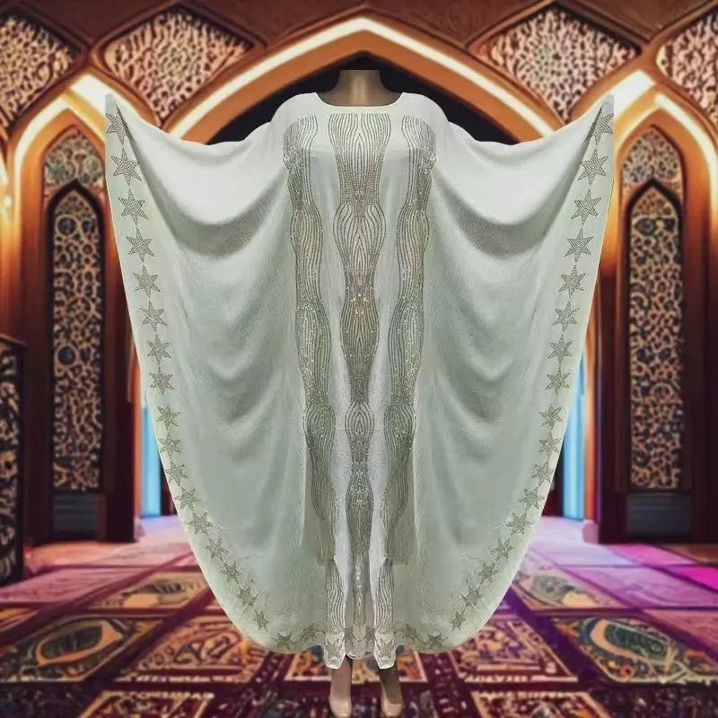 Muslim Woman Abaya femme Batwing Sleeve Diamonds Prayer Dress Moroccan Kaftan Dubai Saudi Robe Egypt Eid Islamic Clothing - Sands Of Giza