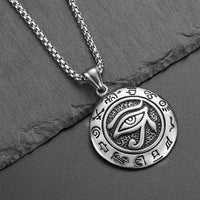Stainless Steel Ancient Egypt Eye of Horus Pendant Necklace Vintage Egyptian Pharaoh Amulet Rune Men's Necklace Jewelry Gift - Sands Of Giza