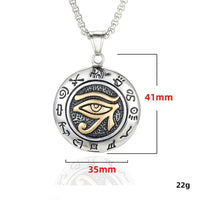 Stainless Steel Ancient Egypt Eye of Horus Pendant Necklace Vintage Egyptian Pharaoh Amulet Rune Men's Necklace Jewelry Gift - Sands Of Giza