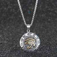 Stainless Steel Ancient Egypt Eye of Horus Pendant Necklace Vintage Egyptian Pharaoh Amulet Rune Men's Necklace Jewelry Gift - Sands Of Giza