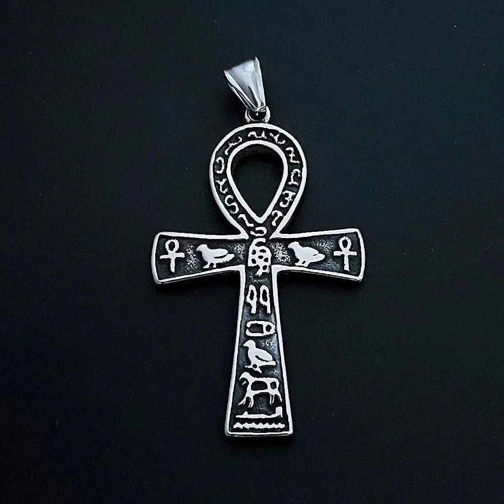 Stainless Steel Ancient Egypt Eye of Horus Pendant Necklace Vintage Egyptian Pharaoh Amulet Rune Men's Necklace Jewelry Gift - Sands Of Giza