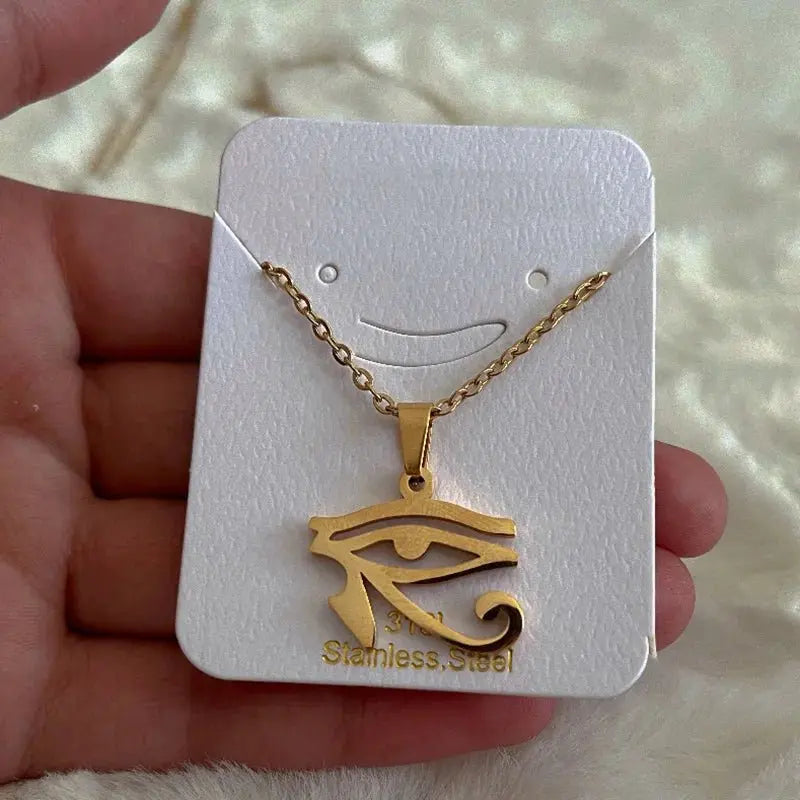 Stainless Steel Ancient Egypt Symbol Necklace Vintage Egyptian Pharaoh Eye of Horus Pendant Necklaces For Women Fashion Jewelry - Sands Of Giza