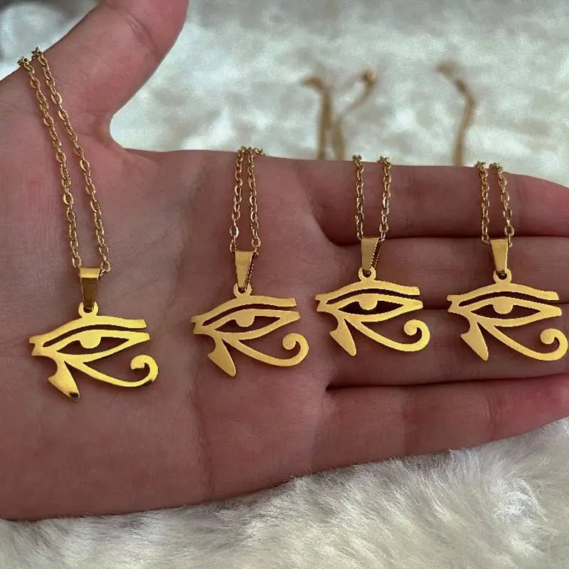 Stainless Steel Ancient Egypt Symbol Necklace Vintage Egyptian Pharaoh Eye of Horus Pendant Necklaces For Women Fashion Jewelry - Sands Of Giza