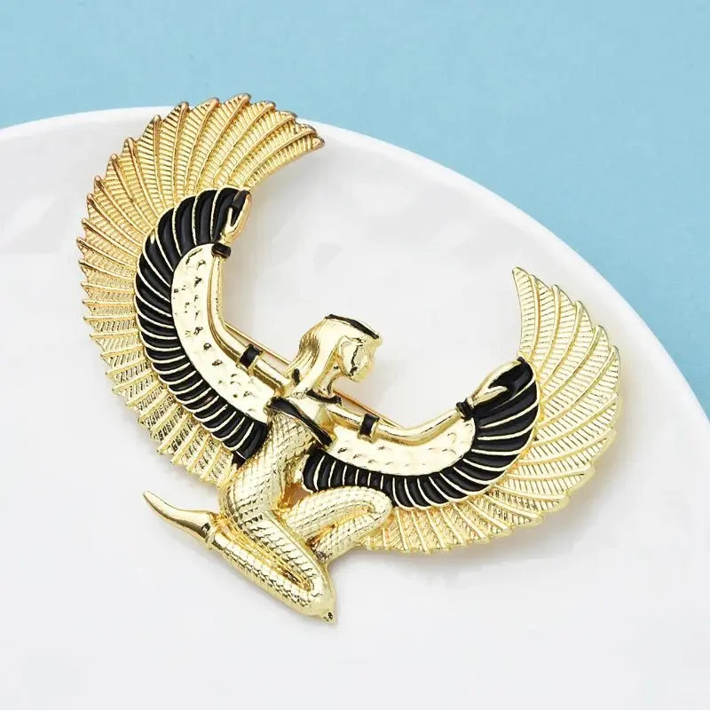Wulli&baby Large Egypt Fairy Brooches For Women Enamel Flying Eagle Lady Figure Casual Party Brooch Pin Gifts - Sands Of Giza