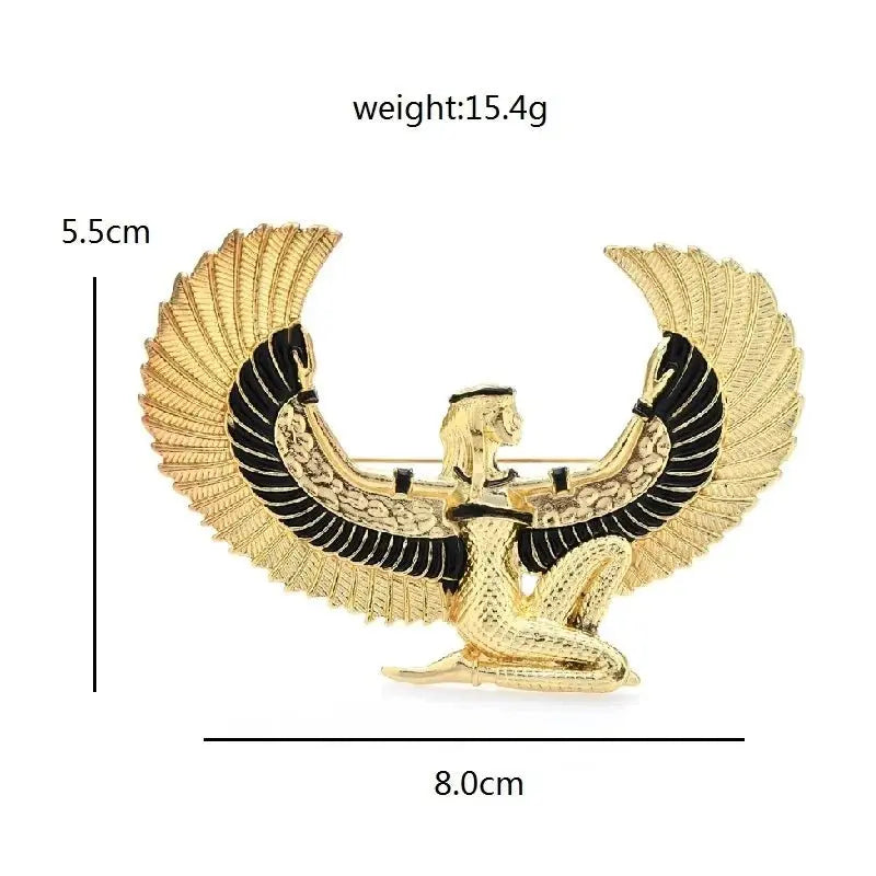 Wulli&baby Large Egypt Fairy Brooches For Women Enamel Flying Eagle Lady Figure Casual Party Brooch Pin Gifts - Sands Of Giza