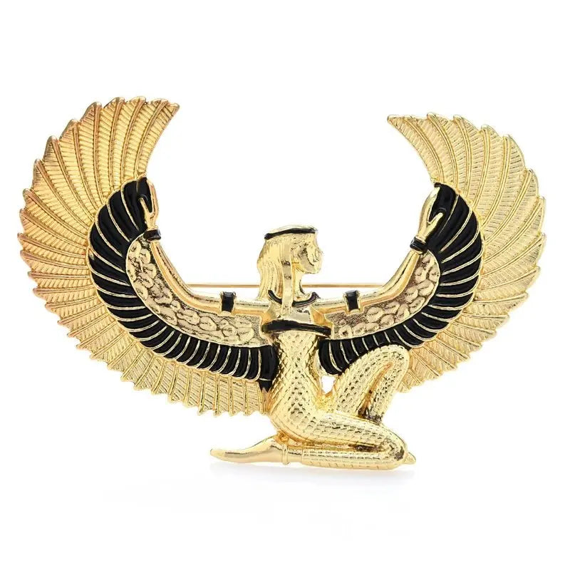 Wulli&baby Large Egypt Fairy Brooches For Women Enamel Flying Eagle Lady Figure Casual Party Brooch Pin Gifts - Sands Of Giza